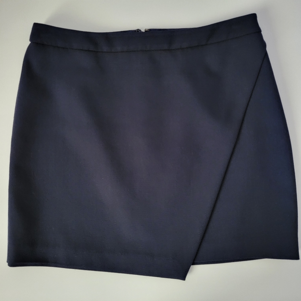 Banana Republic Faux Wrap Asymmetrical Dark Blue Pencil Skirt Size 10